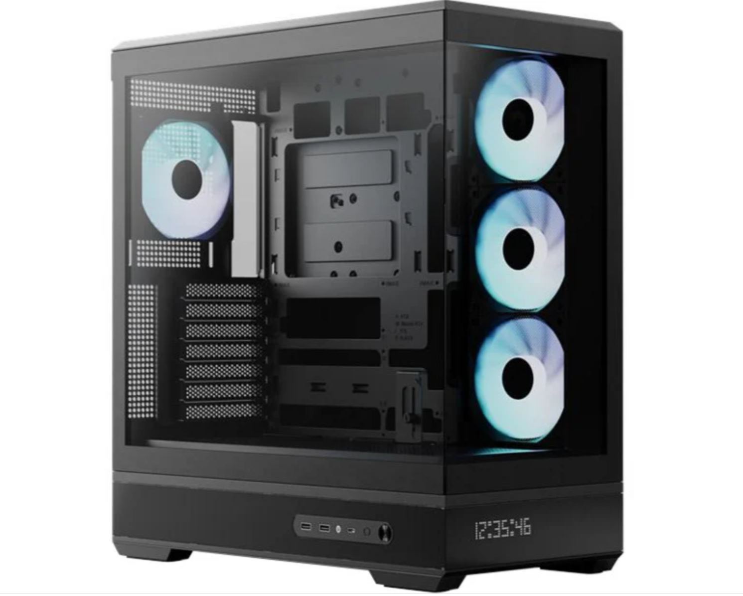 Aerocool Midi-Tower P500B-Digi Black ARGB, Tempered Glass, Dot-Pixel Display (ACCM-PN09143.11)