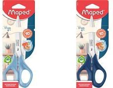Maped Schere Advanced Green, Länge: 170 mm, symmetrisch spitz, Klingen & Niete aus rostfreiem Stahl, mit blauen - 1 Stück (496100)