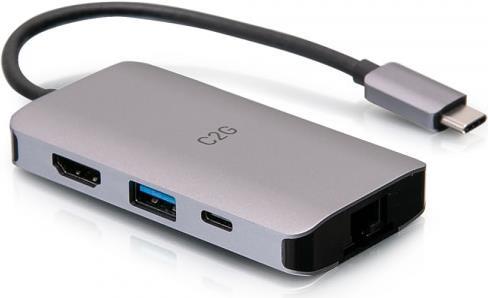 C2G USB C Dock with HDMI, USB, Ethernet, USB C & Power Delivery up to 100W (C2G54456)