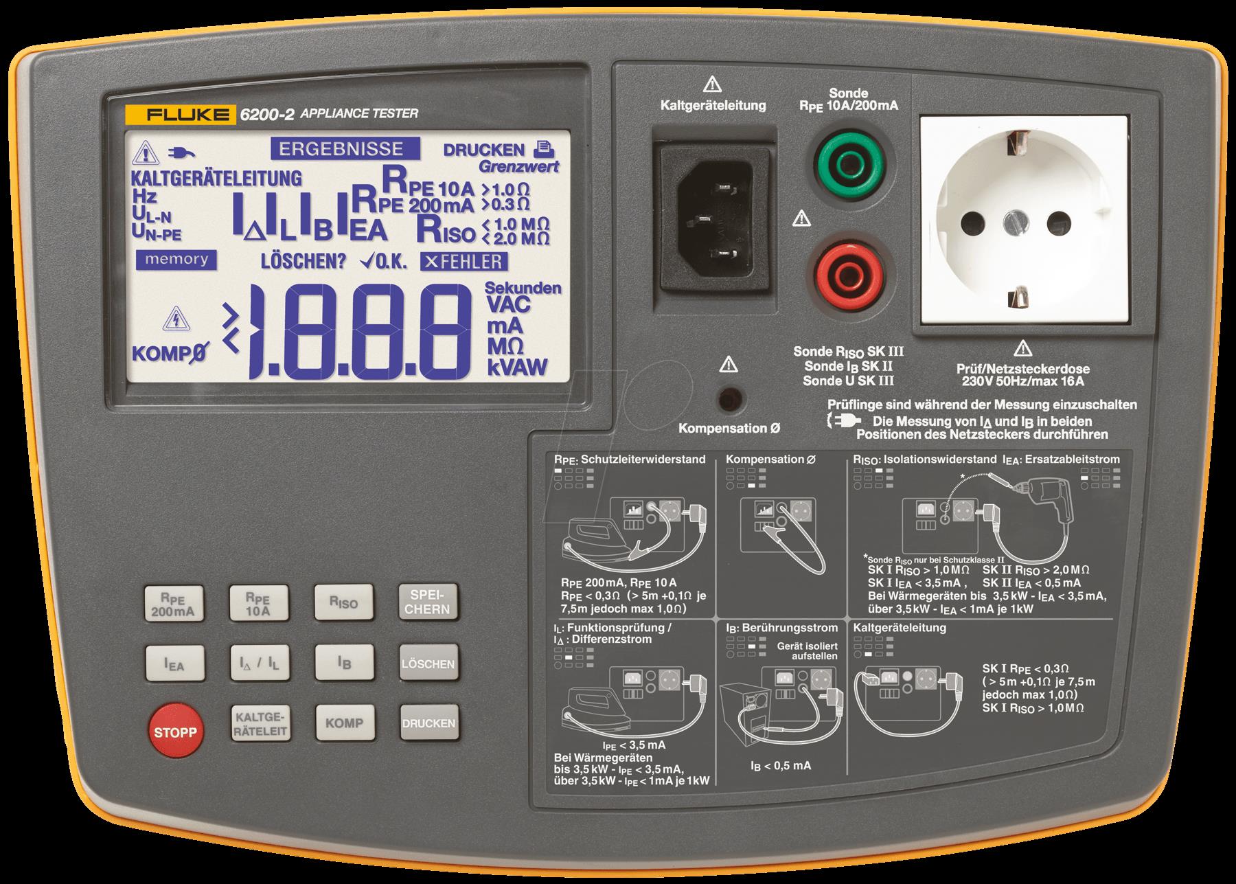 Fluke Corporation 6200-2 Installationstester EN61557-1 1997EN61557-2 1997EN61557-4 (4325034)