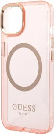 GUESS Translucent MagSafe Compatible Case für Apple iPhone 14 - pink (GUHMP14SHTCMP)