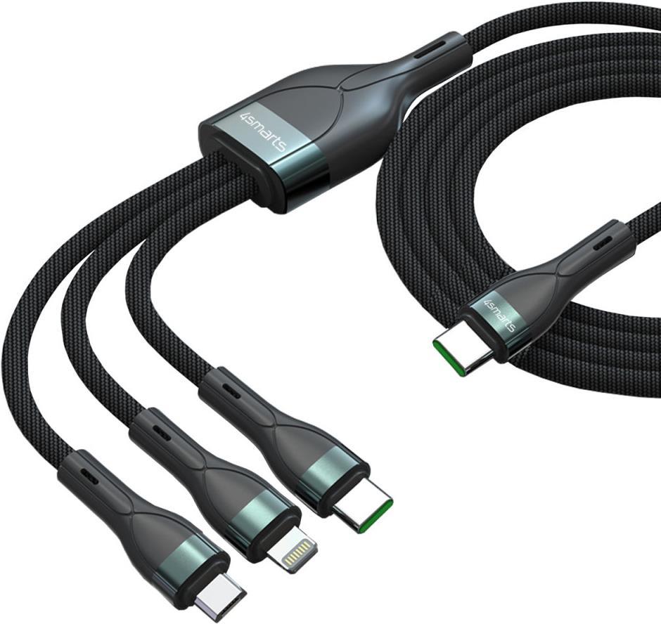 4smarts 540438 USB Kabel 1,5 m USB C USB C/Micro-USB B/Lightning Schwarz (540438)