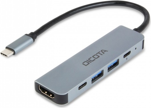 Dicota USB-C 5-in-1 Video Hub 4K PD 100W silver - Lade-/Dockingstation (D32060)
