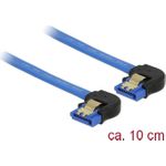 Delock Kabel SATA 6 Gb/s Buchse unten gewinkelt > SATA Buchse unten gewinkelt 10 cm blau mit Goldclips (85094)