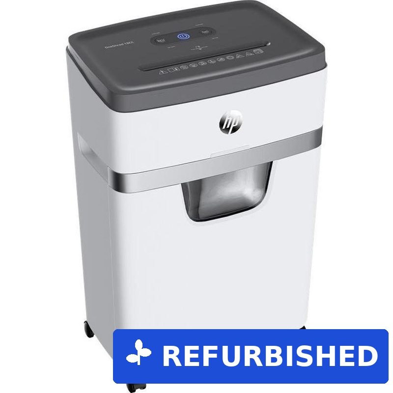HP OneShred 18CC Aktenvernichter mit Partikelschnitt P-4 4 x 35 mm 18 Blatt weiß (2805) (geöffnet)