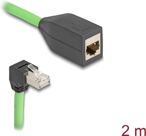 Delock RJ45 Netzwerk Verlängerungskabel Cat.6A Stecker unten gewinkelt zu Buchse SF/UTP (80887)