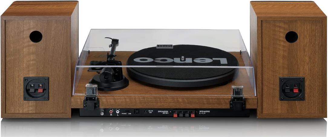Lenco LS-480WD Bluetooth Plattenspieler mit 2 externen Lautsprechern 2 x 30 W RMS Holz