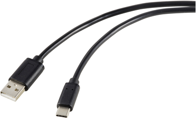Renkforce USB-Kabel USB 2.0 USB-C® Stecker, USB-A Stecker 1.80 m Schwarz Gesamtschirm RF-5720398 (RF-5720398)