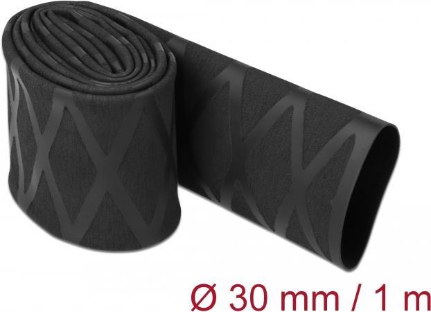 Delock Schrumpfschlauch X-Muster rutschfest 1 m x 30 mm schwarz (19596)