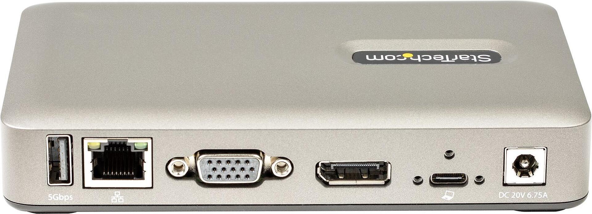 StarTech.com USB C Dock, USB-C to DisplayPort 4K 30Hz or VGA, Mini USB-C Laptop Docking Station with 65W Power Delivery Pass-Through Charging, 4-Port USB 3.1 Gen 1 Hub, GbE (DKM30CHDPDUE)
