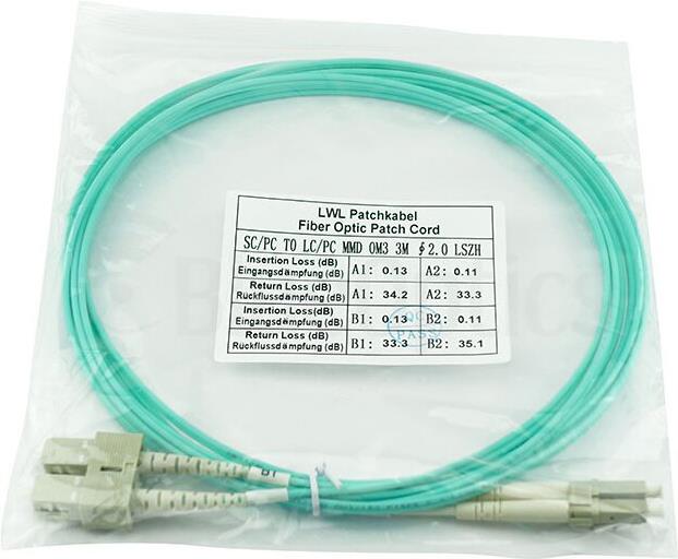 BlueOptics SFP3132EU0.5MK Glasfaserkabel 0,5 m LC SC OM3 Aqua-Farbe (SFP3132EU0.5MK)