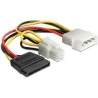 Delock Kabel Power Molex 4 Pin Stecker > SATA 15 Pin Buchse + P4 Stecker (60127)