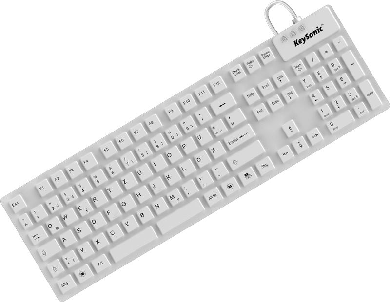 KeySonic KSK-8030 IN Silikon-Industrietastatur USB QWERTZ IP68 Weiß