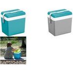 EDA Kühlbox, Kunststoff, 24 Liter, grau / lagunenblau Box: grau / Deckel: lagunenblau - 1 Stück (019761 G/B.LA)