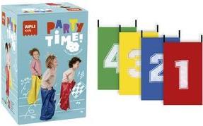 APLI Kids Kinder Hüpfsäcke-Set PARTY TIME nummerierte Hüpfsäcke aus Polyester, mit Henkel, in 4 Farben - 1 Stück (19561)