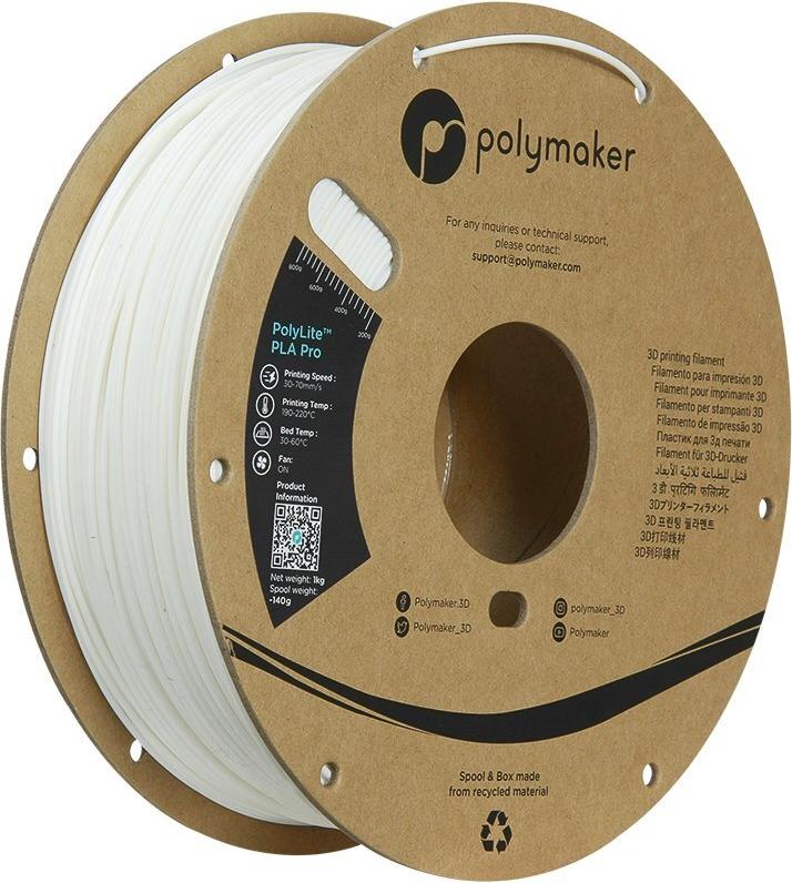 Polymaker PA07002 Filament PLA Pro hohe Steifigkeit schlagfest 1.75 mm 1000 g Weiß PolyLite (PA07002)
