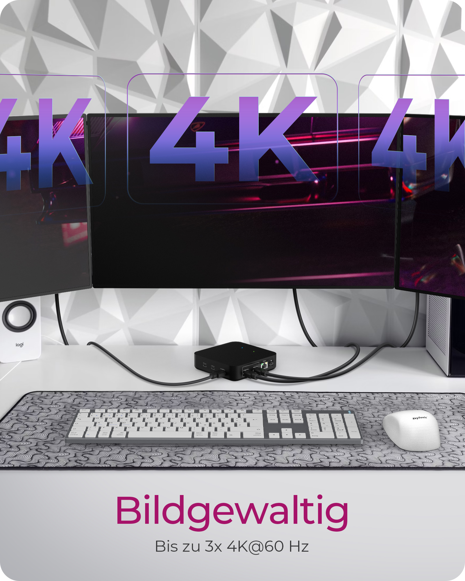 ICY BOX IB-DK4090-C 12-in-1 USB-C Dockingstation 3x HDMI Schwarz