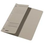 LEITZ Ösenhefter, DIN A4, Manilakarton, grau, kaufmännische Heftung, 250 g/qm, 1/2 Vorderdeckel (90 mm breit) - 50 Stück (3740-00-85)