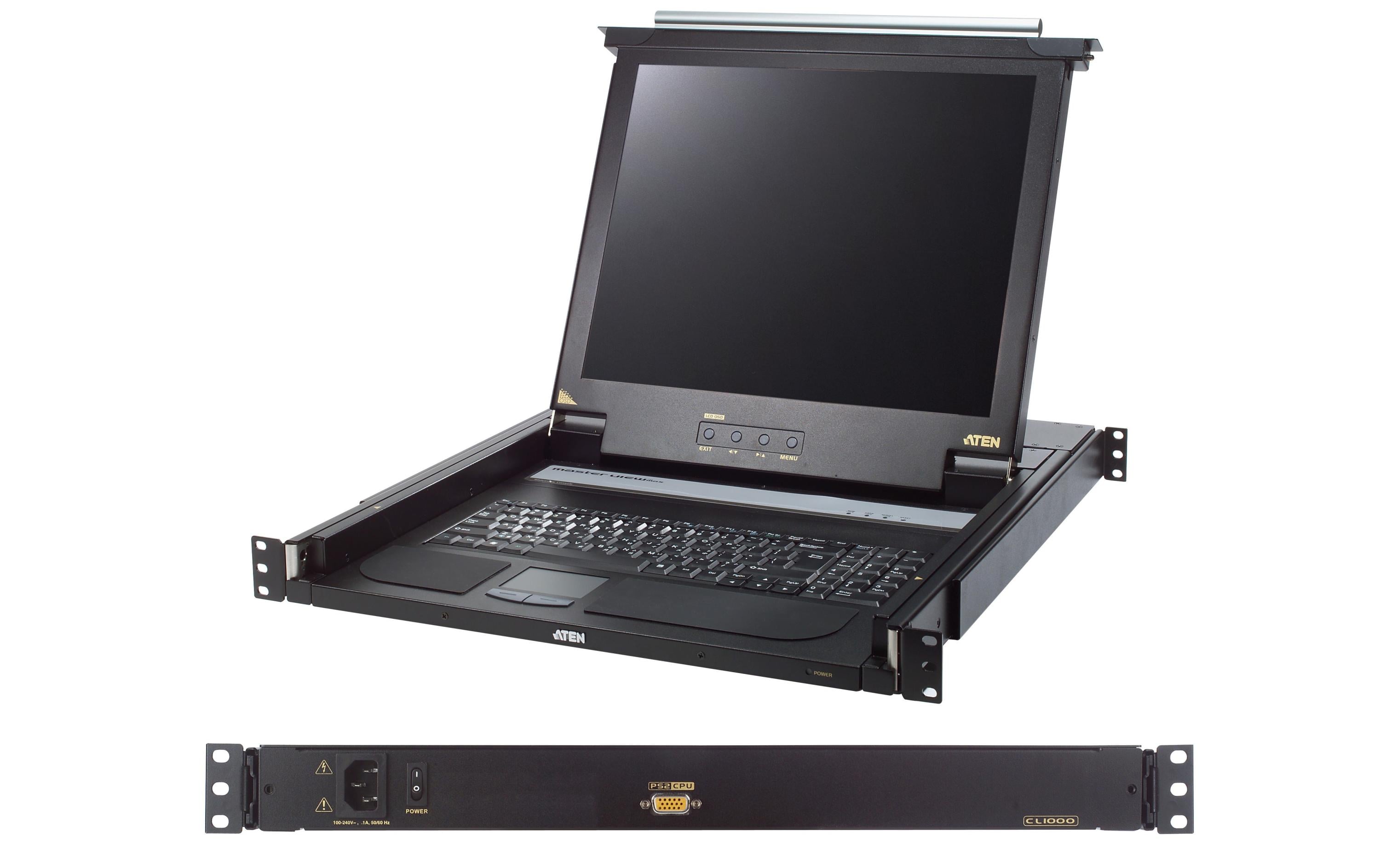 ATEN Slideaway CL1000M KVM-Konsole 17" AZERTY Französisch VGA PS/2 USB 1U Rackmount Schwarz