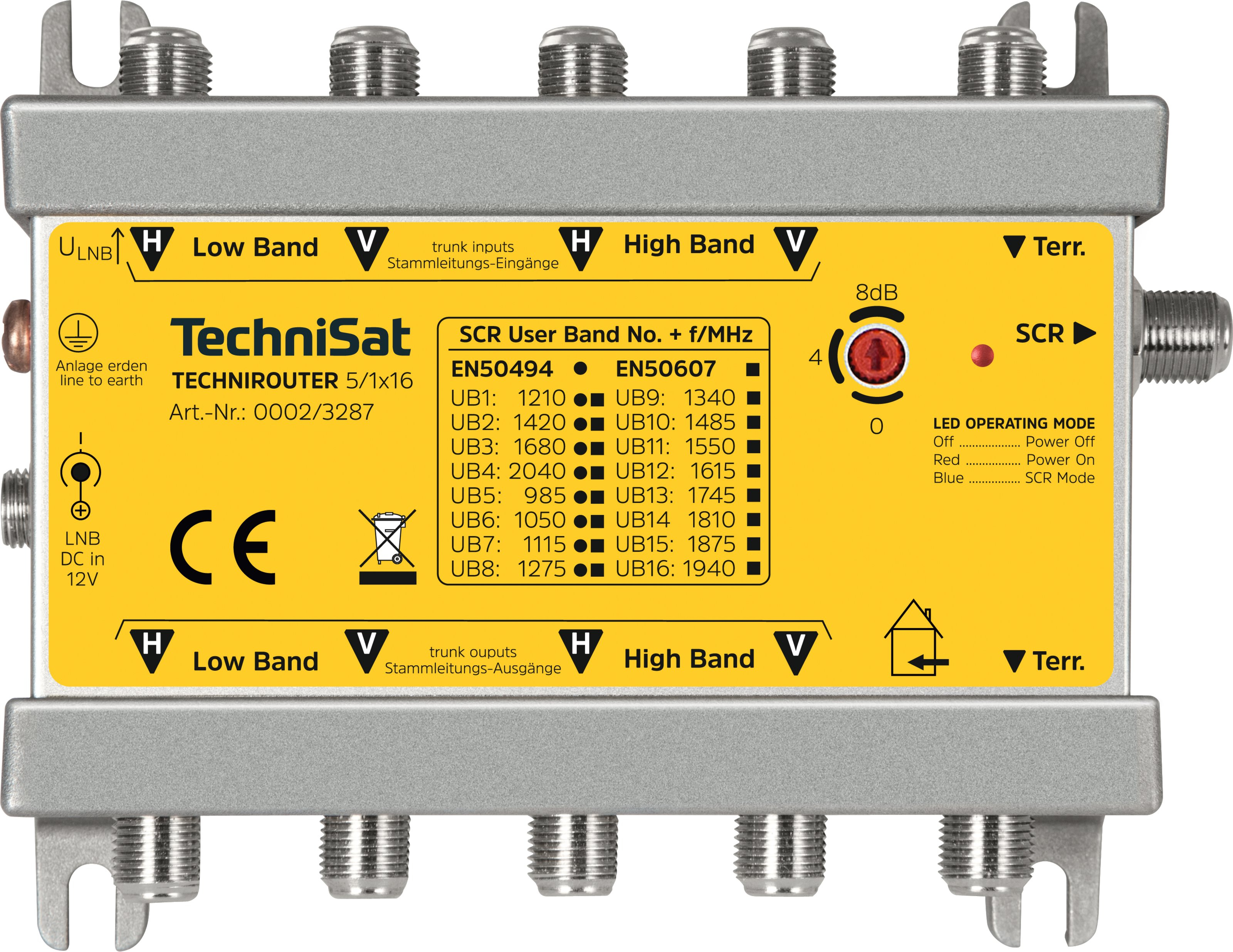 TechniSat TechniRouter 5/1x16 Multischalter Silber, Gelb