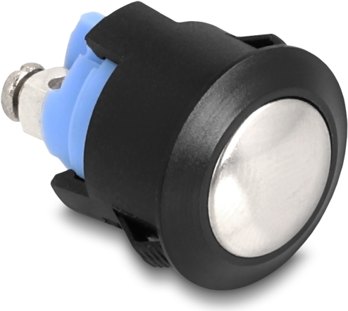 Delock Drucktaster zum Einbau 16mm 2 x Schraubklemme Taster gewölbt Kunststoff Snap in (22044)