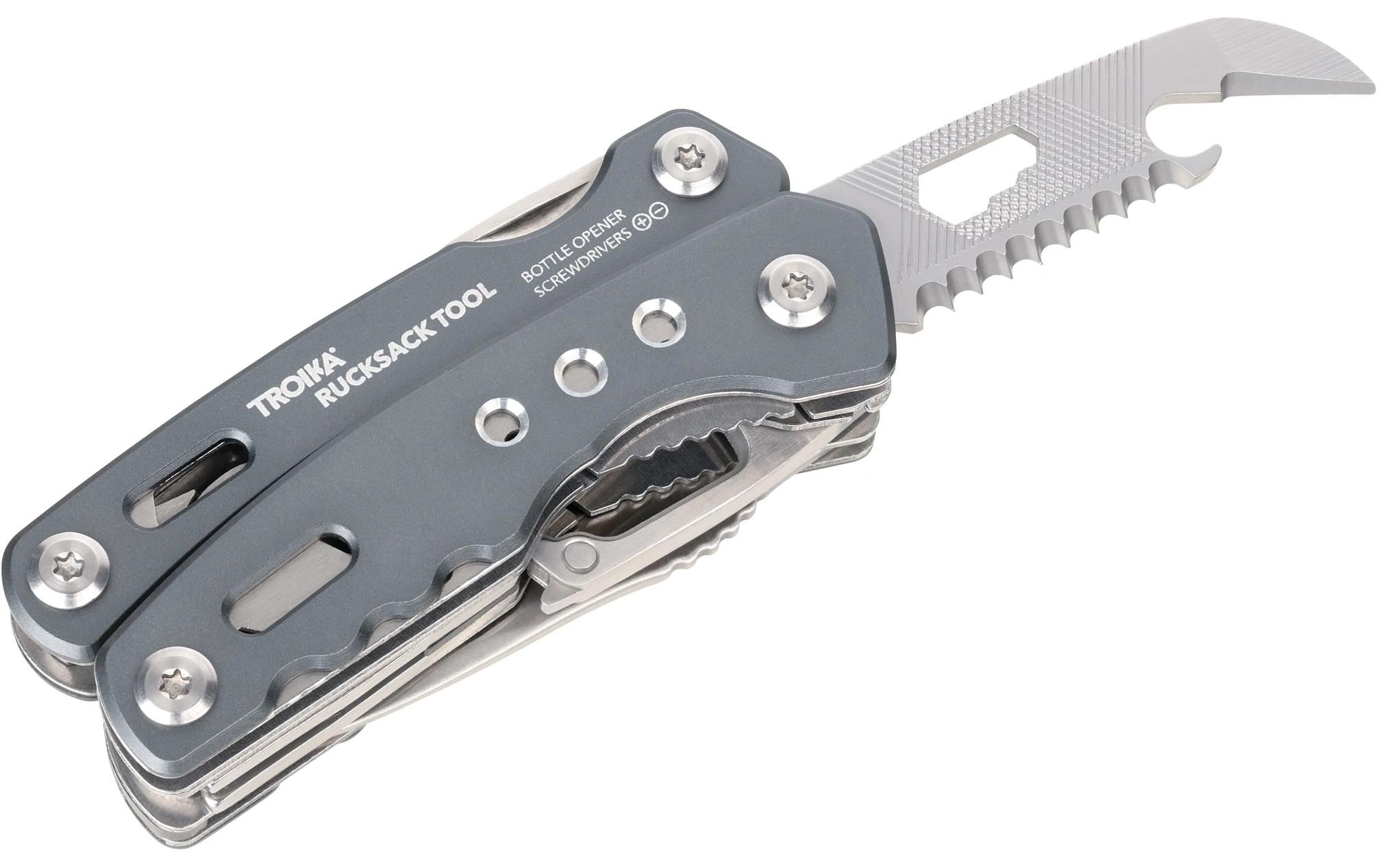 Troika Taschenmesser Rucksack Tool mit 15 Funktionen Grau