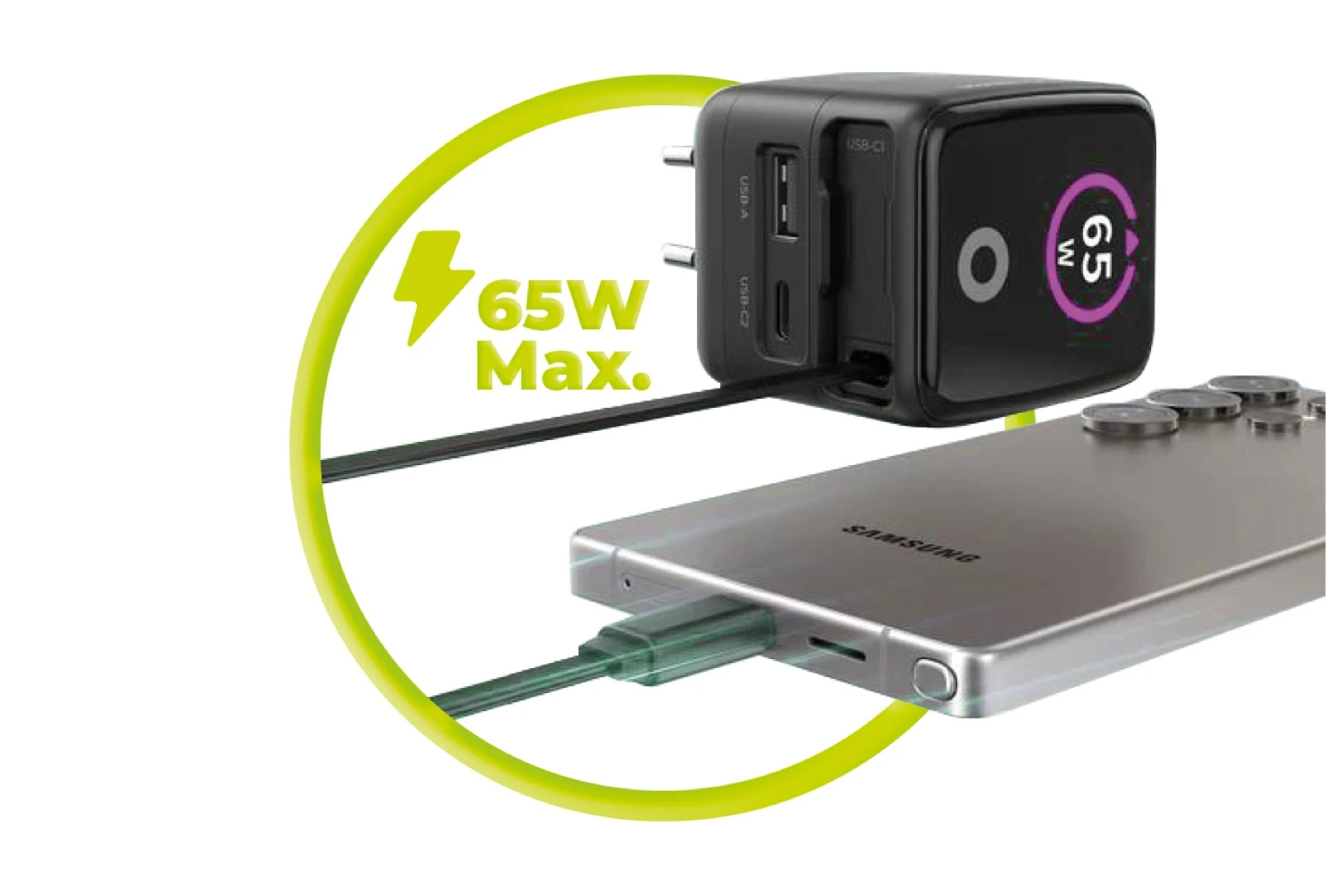 Mobile Origin MO-65WDCH-PW3 Ladegerät 65 W Schwarz