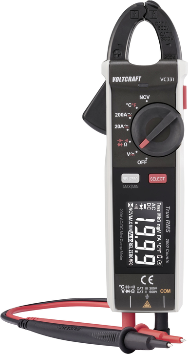 Voltcraft VC-331 Stromzange kalibriert ISO CAT II 600 V CAT III 300 V 2000 Counts