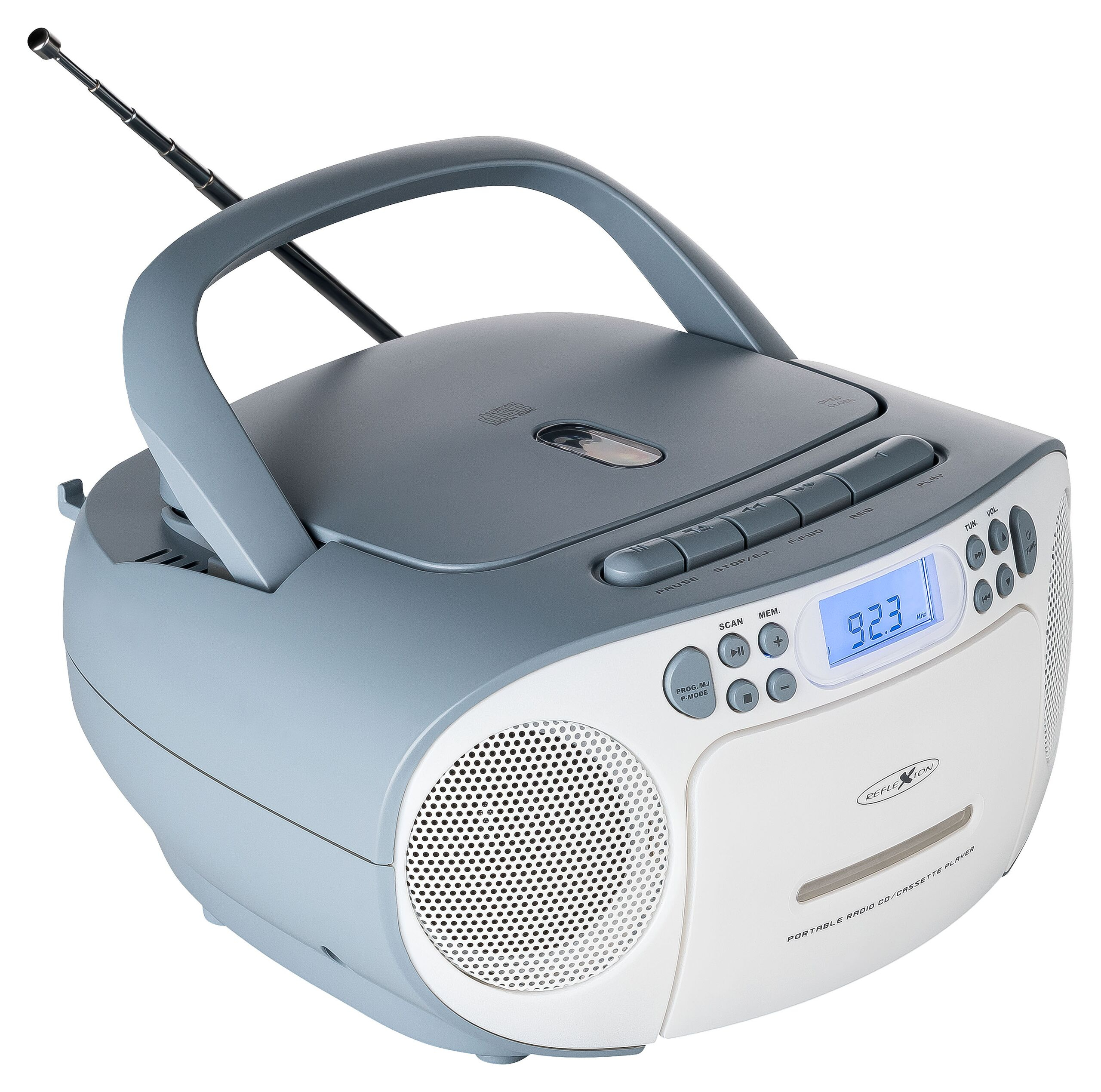 Reflexion RCR2260 Tragbarer CD-Player mit FM-Radio PLL 20 W Weiss Blau