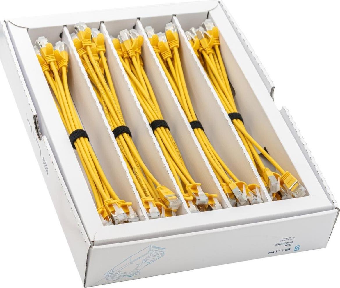 SLIM KAT6A 10 Gigabit Lightpatchkabel, 0,25m, U/FTP, Ø 3,8mm, gelb, 50-Pack KAT6A LIGHT geschirmt (SLIM-LS-K6A 0.25 YE 50)