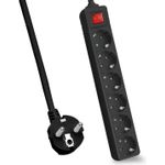 Helos Steckdosenleiste CLASSIC, 6-fach, schwarz, 5,0m, mit Schalter Robustes klassisches Design , 5,0m Zuleitung , Leiterquerschnitt: 1,5 mm² , Kabeltyp: H05VV-F 3G1.5mm , mit Schalter , 6 Schutzkontaktsteckdosen 45° gedreht , mit Berührungsschutz , belastbar bis zu 16 A/230V (4000 Watt) , VDE, CE und GS-Zertifiziert , Farbe: schwarz (262811)