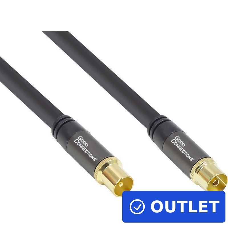 Antennenkabel SmartFLEX, IEC/Koax Stecker an Buchse, vergoldet, vierfach geschirmt, Schirmmaß 120dB, schwarz, 15m, Good Connections® (GC-M2058) (geöffnet)