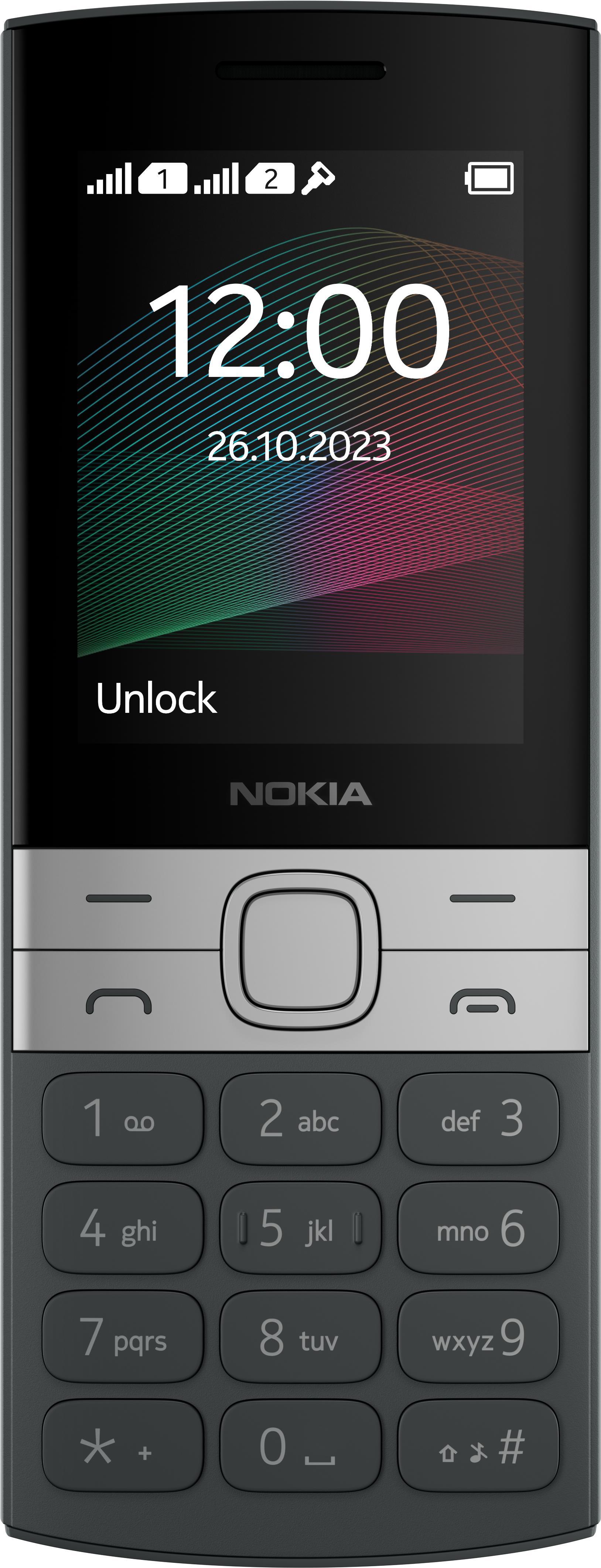 Nokia 150 6,1 cm (2.4") 106,3 g Schwarz - Silber Einsteigertelefon (286848014)