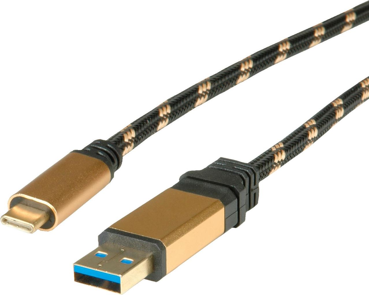 ROLINE Gold - USB-Kabel - USB 3.0 (M) bis USB Typ C (M) - 5 V - 900 mA - 50 cm - Schwarz/Gold (11.02