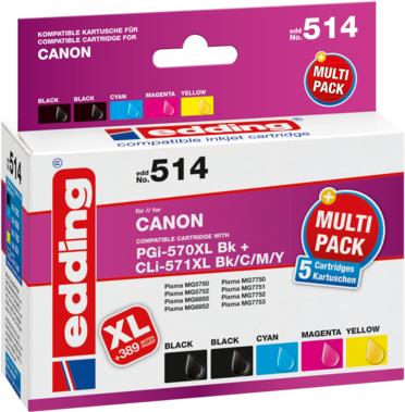 EDDING Druckerpatrone ersetzt Canon PGI-570XL+CLI-571XL Kompatibel Schwarz Cyan Magenta (18-514-01)