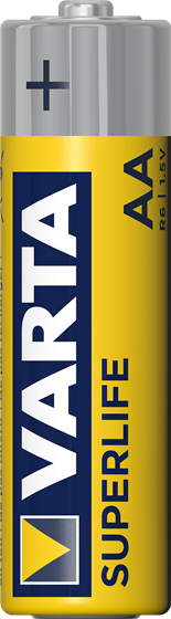 Varta SUPERLIFE AA. Batteriegröße: AA, Batterietechnologie: Zink-Karbon, Batteriespannung: 1,5 V. Höhe: 50,5 mm, Durchmesser (mm): 1,45 cm, Gewicht: 16,7 g (2006101304)