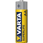 Varta SUPERLIFE AA. Batteriegröße: AA, Batterietechnologie: Zink-Karbon, Batteriespannung: 1,5 V. Höhe: 50,5 mm, Durchmesser (mm): 1,45 cm, Gewicht: 16,7 g (2006101304)
