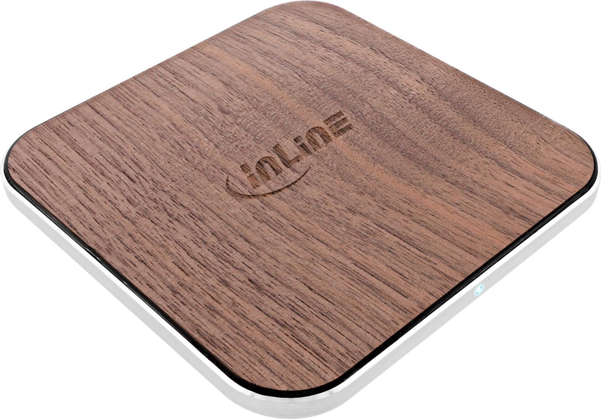 InLine® Qi woodcharge, wireless fast charger, Smartphone kabellos laden, 5/7,5/10W/15W, Typ-C (33393X)