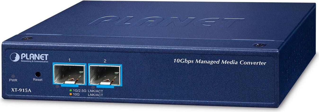 PLANET 2-Port 10G/1GBASE-X SFP+ Netzwerk Medienkonverter Blau (XT-915A)