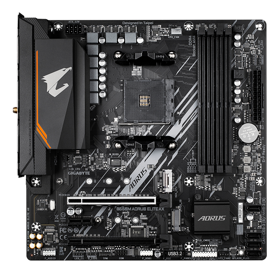Gigabyte Aorus B550M Elite AX Mainboard AMD B550 Sockel AM4 micro ATX Braun
