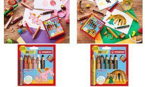 STABILO Multitalentstift woody 3 in 1, 6er Etui Einhorn rund, Farbstift, Wassermalfarbe und Wachsmalkreide in Einem, - 1 Stück (EO8806-4-1)