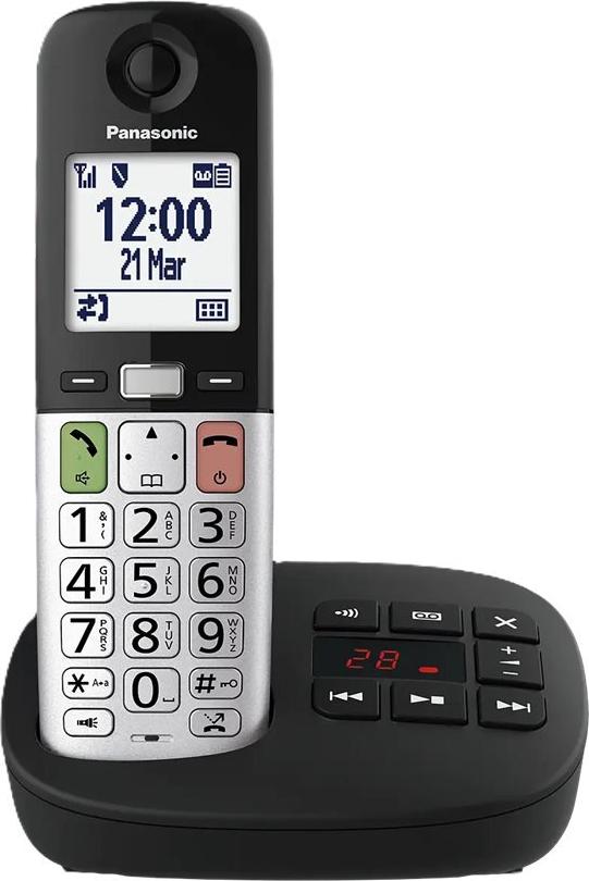 Panasonic KX-TGU430EXB Schnurlostelefon DECT mit Anrufbeantworter Schwarz & silber