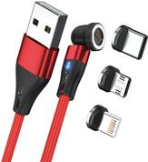 RealPower Magnetic cable 3 Amp,2m,rot mit Adaptern (439644)