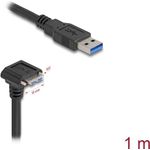 Delock USB 5 Gbps Kabel USB Typ-A Stecker gerade zu USB Micro-B Stecker 90° nach unten gewinkelt mit Schraubenabstand 18 mm 1 m schwarz (81030)