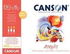 CANSON Zeichenpapierblock "Acrylic", 240 x 330 mm, 400 g/qm 10 Blatt, Leinwandkörnung, an der kurzen Seite geleimt, - 1 Stück (C31067P002)