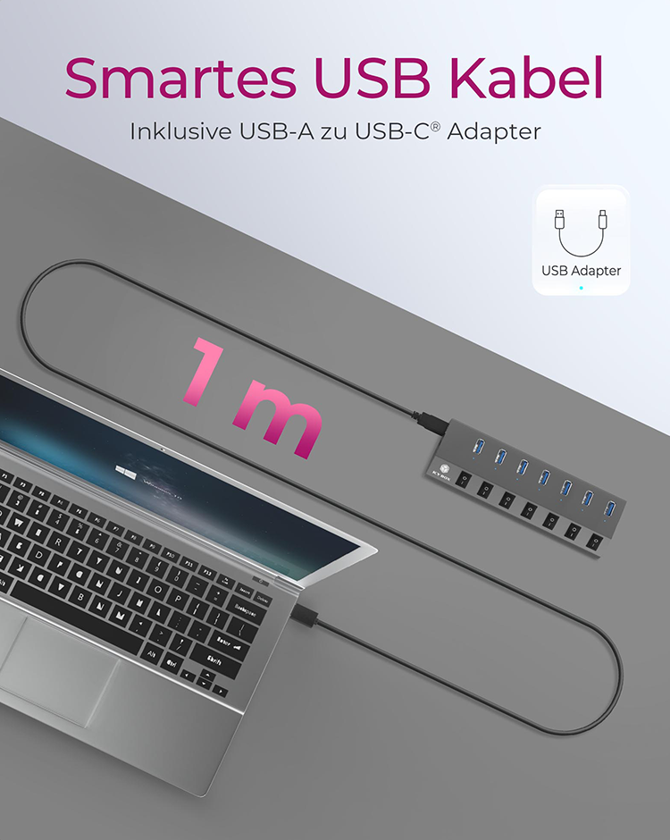 ICY BOX IB-HUB1701-C3 USB-Hub 7 Ports Anthrazit