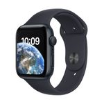 Apple Watch SE (GPS) - 44 mm - Midnight Aluminium - intelligente Uhr mit Sportband - Flouroelastomer - Midnight - Bandgröße: regelmäßig - 32GB - Wi-Fi, Bluetooth - 32,9 g (MNK03FD/A)