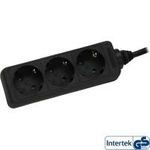 InLine® Steckdosenleiste, 3-fach Schutzkontakt, 3m, schwarz (16433)