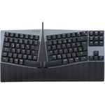 Perixx PERIBOARD-335 DE BR, Kabelgebundene ergonomische mechanische kompakte Tastatur - flache braune taktile Schalter (PERIBOARD-335 DE BR)