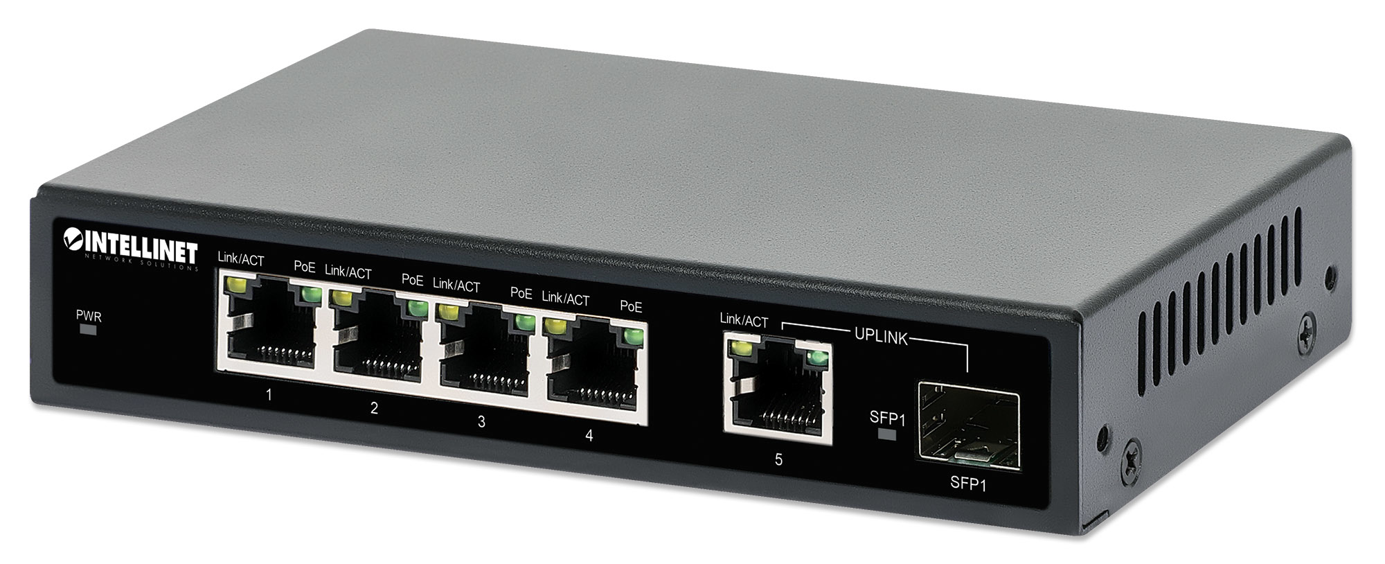 Intellinet 5-Port Gigabit PoE+ Switch mit SFP 91W Schwarz